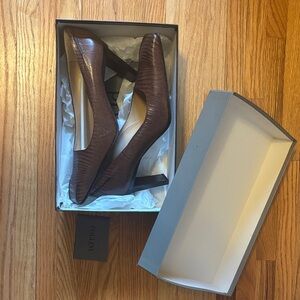 Pollini Brown Textured Heels